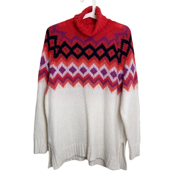 Aerie Oversized Holiday Themed Turtleneck Sweater - Picture 2 of 7